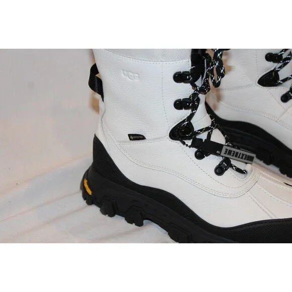 UGG Women's Adirondack Waterproof Tall Meridian Hiker Boots WHITE BLACK 9.5 NEW